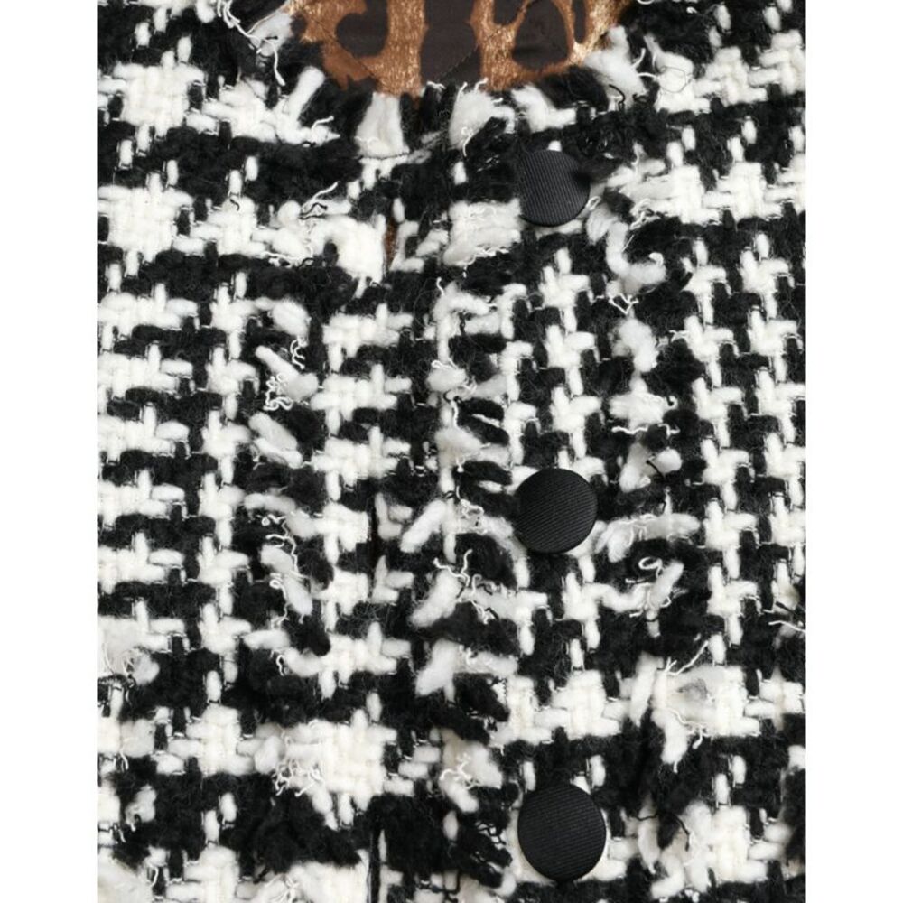 Dolce & Gabbana Black White Houndstooth Trench Coat Women's Jacket - Picture 6 of 6